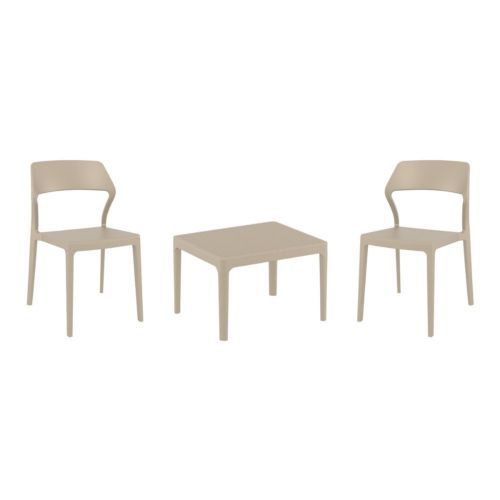 Snow Conversation Set with Sky 24" Side Table Taupe S092109-DVR