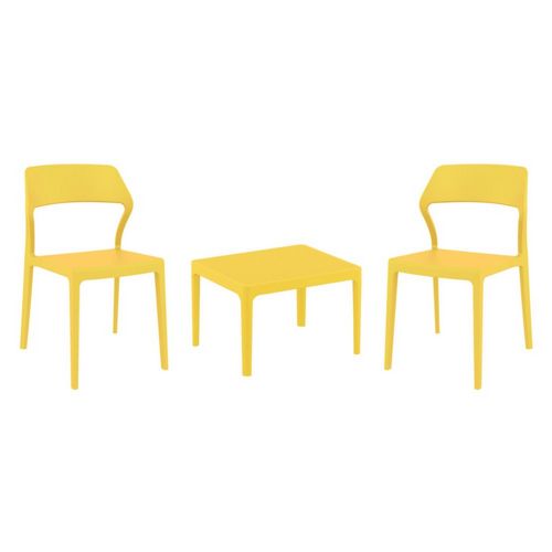 Snow Conversation Set with Sky 24" Side Table Yellow S092109-YEL
