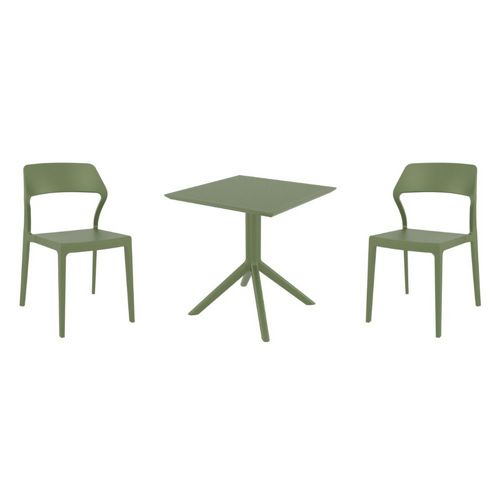 Snow Dining Set with Sky 27" Square Table Olive Green S092108-OLG