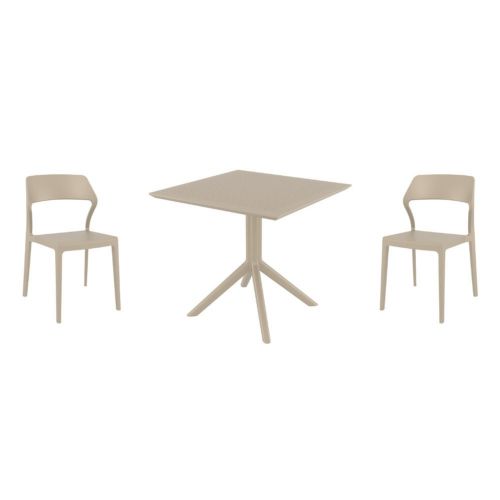 Snow Dining Set with Sky 31" Square Table Taupe ISP1066S-DVR