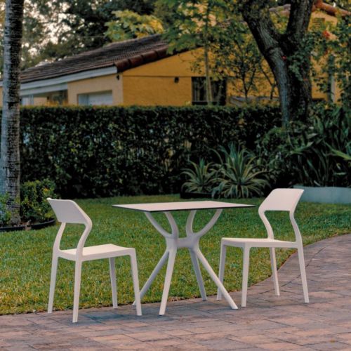 Snow Outdoor Dining Set with 2 Chairs White ISP7006S-WHI