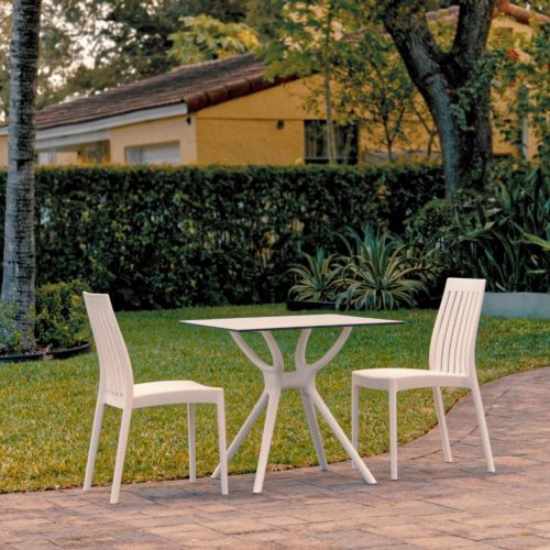 Soho Outdoor Dining Set with 2 Chairs White ISP7005S-WHI