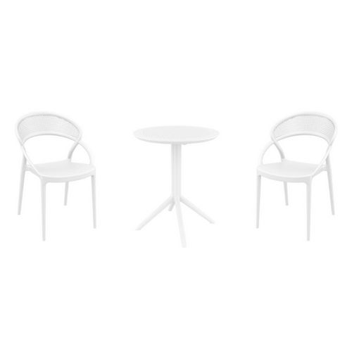 Sunset Bistro Set with Sky 24" Round Folding Table White S088121-WHI