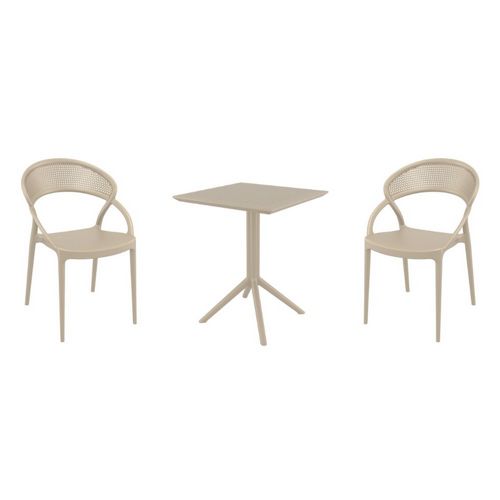 Sunset Bistro Set with Sky 24" Square Folding Table Taupe S088114-DVR