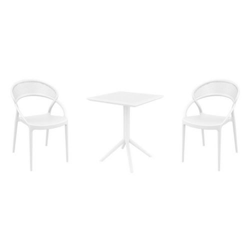 Sunset Bistro Set with Sky 24" Square Folding Table White S088114-WHI