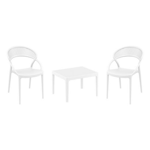Sunset Conversation Set with Sky 24" Side Table White S088109-WHI