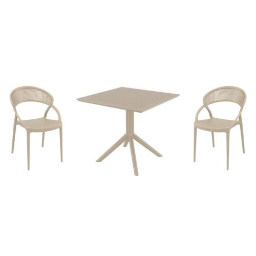 Sunset Dining Set with Sky 31" Square Table Taupe ISP1068S-DVR