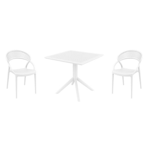 Sunset Dining Set with Sky 31" Square Table White ISP1068S-WHI