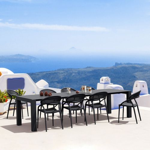 Sunset Extendable Dining Set 9 Piece Black ISP0883S-BLA