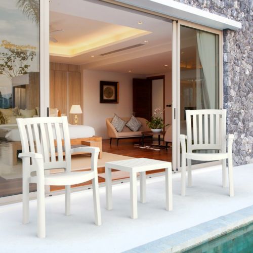 Sunshine Conversation Set with Ocean Side Table White S015066-WHI