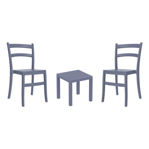Tiffany Conversation Set with Ocean Side Table Dark Gray S018066-DGR