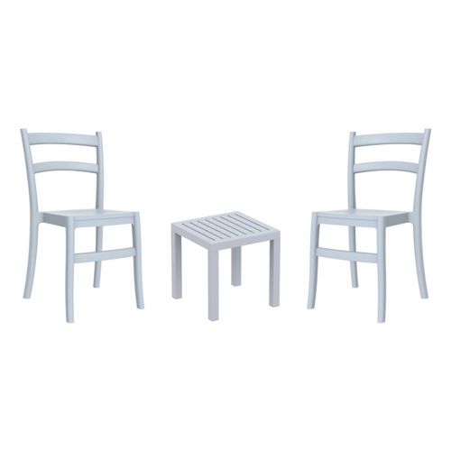 Tiffany Conversation Set with Ocean Side Table Silver Gray S018066-SIL