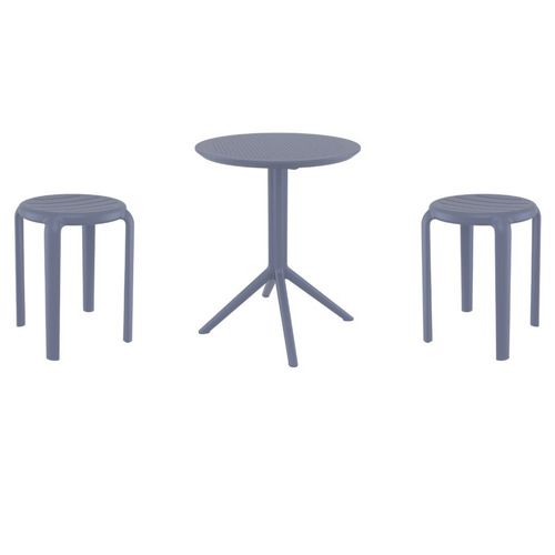 Tom Bistro Set with Sky 24" Round Folding Table Dark Gray S286121-DGR