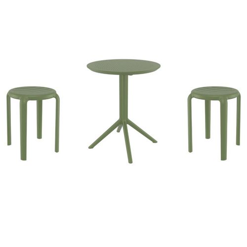 Tom Bistro Set with Sky 24" Round Folding Table Olive Green S286121-OLG