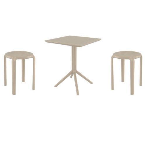 Tom Bistro Set with Sky 24" Square Folding Table Taupe S286114-DVR
