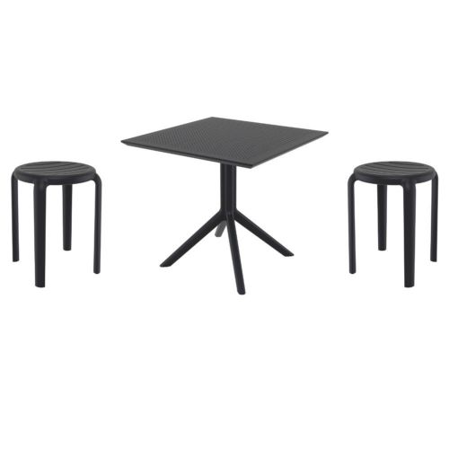 Tom Dining Set with Sky 31" Square Table Black S286106-BLA