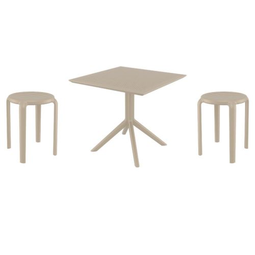 Tom Dining Set with Sky 31" Square Table Taupe S286106-DVR