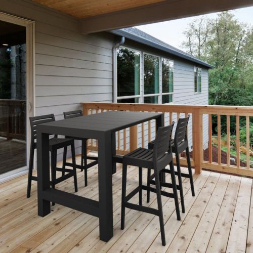 Vegas Ares 5 pc Outdoor Bar Set with 39" to 55" Extendable Table Black ISP7821S-BLA