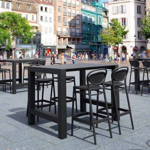 Vegas Marcel 5 pc Outdoor Bar Set with 39" to 55" Extendable Table Black ISP7824S-BLA