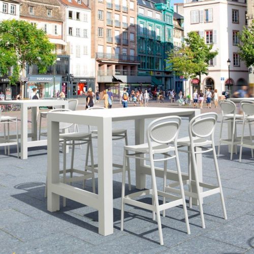 Vegas Marcel 5 pc Outdoor Bar Set with 39" to 55" Extendable Table White ISP7824S-WHI