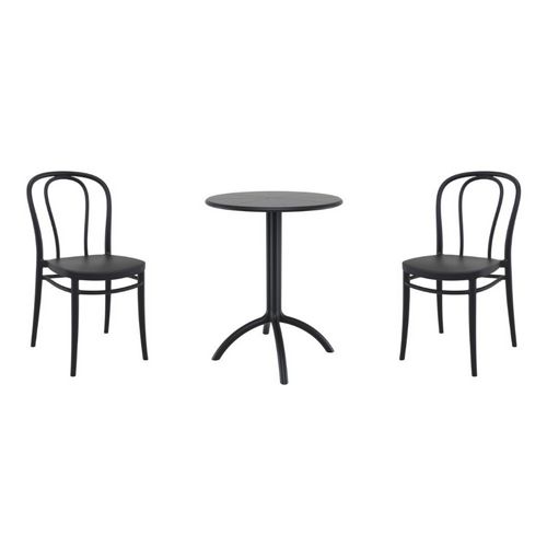 Victor Bistro Set with Octopus 24" Round Table Black S252160-BLA