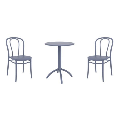 Victor Bistro Set with Octopus 24" Round Table Dark Gray S252160-DGR