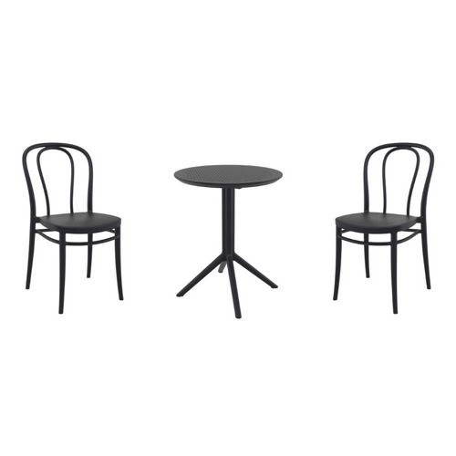 Victor Bistro Set with Sky 24" Round Folding Table Black S252121-BLA