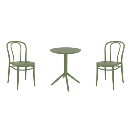 Victor Bistro Set with Sky 24" Round Folding Table Olive Green S252121-OLG