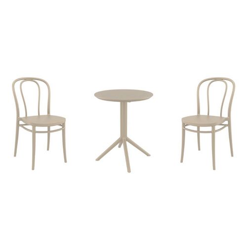 Victor Bistro Set with Sky 24" Round Folding Table Taupe S252121-DVR