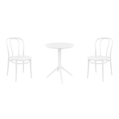 Victor Bistro Set with Sky 24" Round Folding Table White S252121-WHI