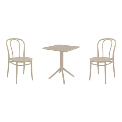 Victor Bistro Set with Sky 24" Square Folding Table Taupe S252114-DVR