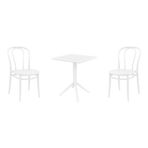 Victor Bistro Set with Sky 24" Square Folding Table White S252114-WHI