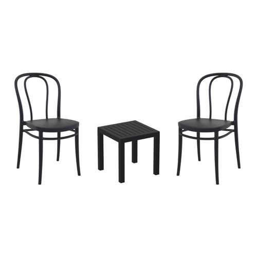 Victor Conversation Set with Ocean Side Table Black S252066-BLA