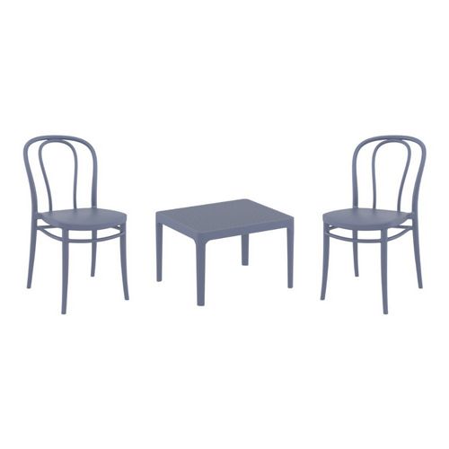 Victor Conversation Set with Sky 24" Side Table Dark Gray S252109-DGR