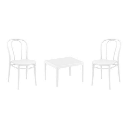 Victor Conversation Set with Sky 24" Side Table White S252109-WHI