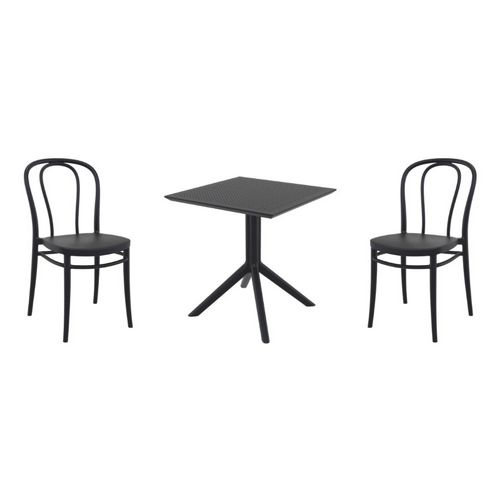 Victor Dining Set with Sky 27" Square Table Black S252108-BLA
