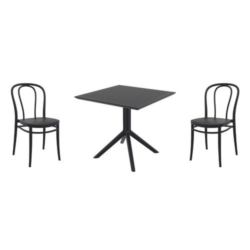 Victor Dining Set with Sky 31" Square Table Black S252106-BLA