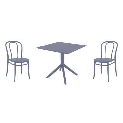 Victor Dining Set with Sky 31" Square Table Dark Gray S252106-DGR