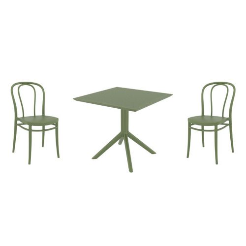 Victor Dining Set with Sky 31" Square Table Olive Green S252106-OLG