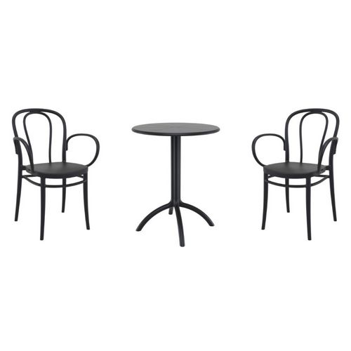 Victor XL Bistro Set with Octopus 24" Round Table Black S253160-BLA