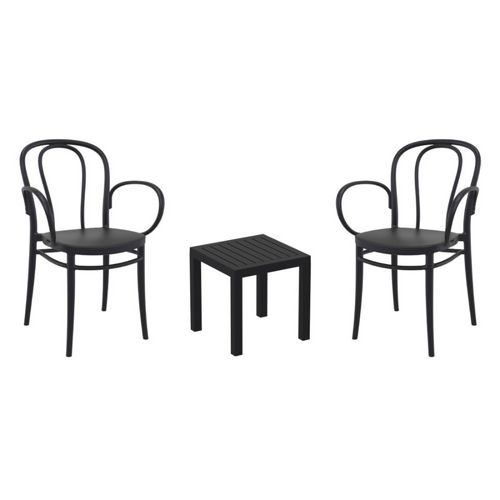 Victor XL Conversation Set with Ocean Side Table Black S253066-BLA