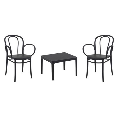 Victor XL Conversation Set with Sky 24" Side Table Black S253109-BLA
