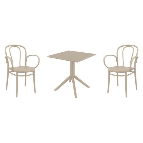 Victor XL Dining Set with Sky 27" Square Table Taupe S253108-DVR