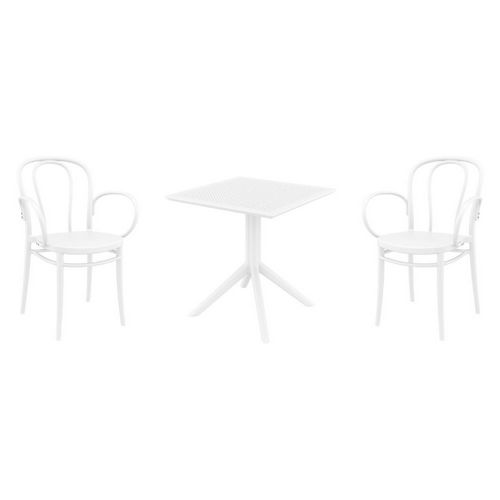 Victor XL Dining Set with Sky 27" Square Table White S253108-WHI