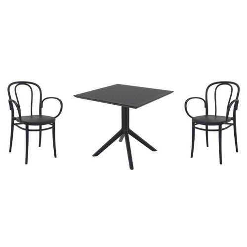 Victor XL Dining Set with Sky 31" Square Table Black S253106-BLA