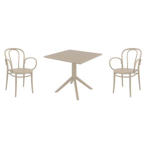 Victor XL Dining Set with Sky 31" Square Table Taupe S253106-DVR