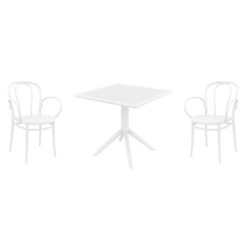 Victor XL Dining Set with Sky 31" Square Table White S253106-WHI