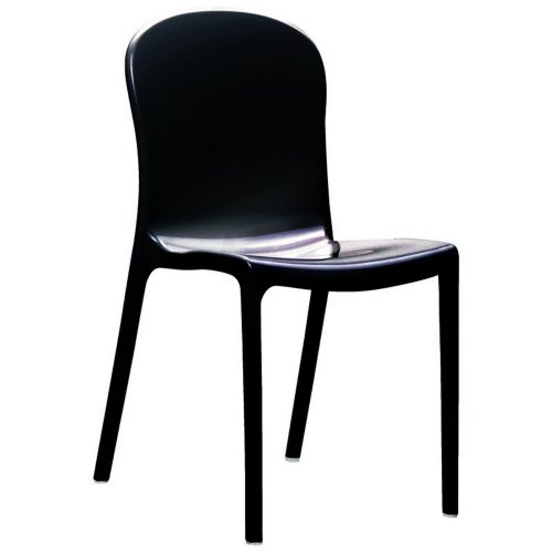 Victoria Glossy Plastic Outdoor Bistro Chair Black ISP033-GBLA