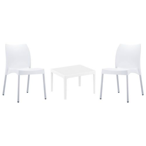 Vita Conversation Set with Sky 24" Side Table White S049109-WHI
