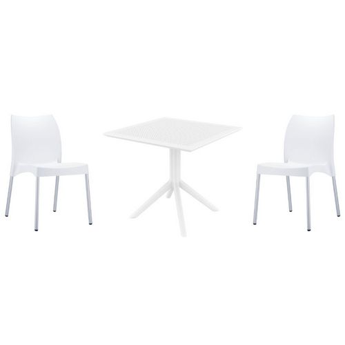 Vita Dining Set with Sky 31" Square Table White S049106-WHI